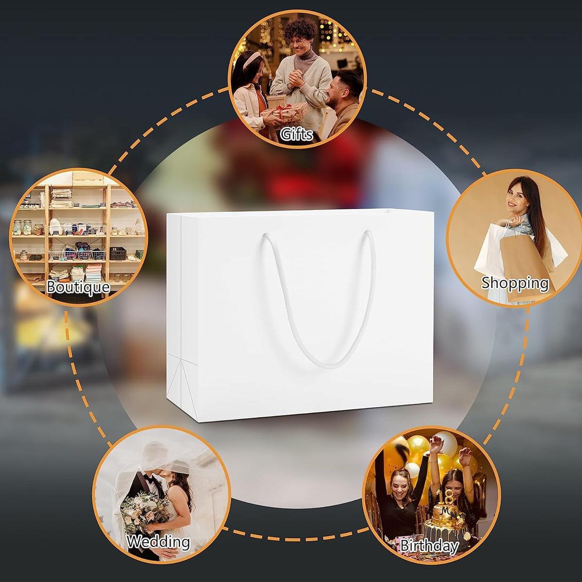 50PCS Kraft Paper Gift Bags Custom Blank Shopping Handbags for Garment Packaging - 13x19x6cm