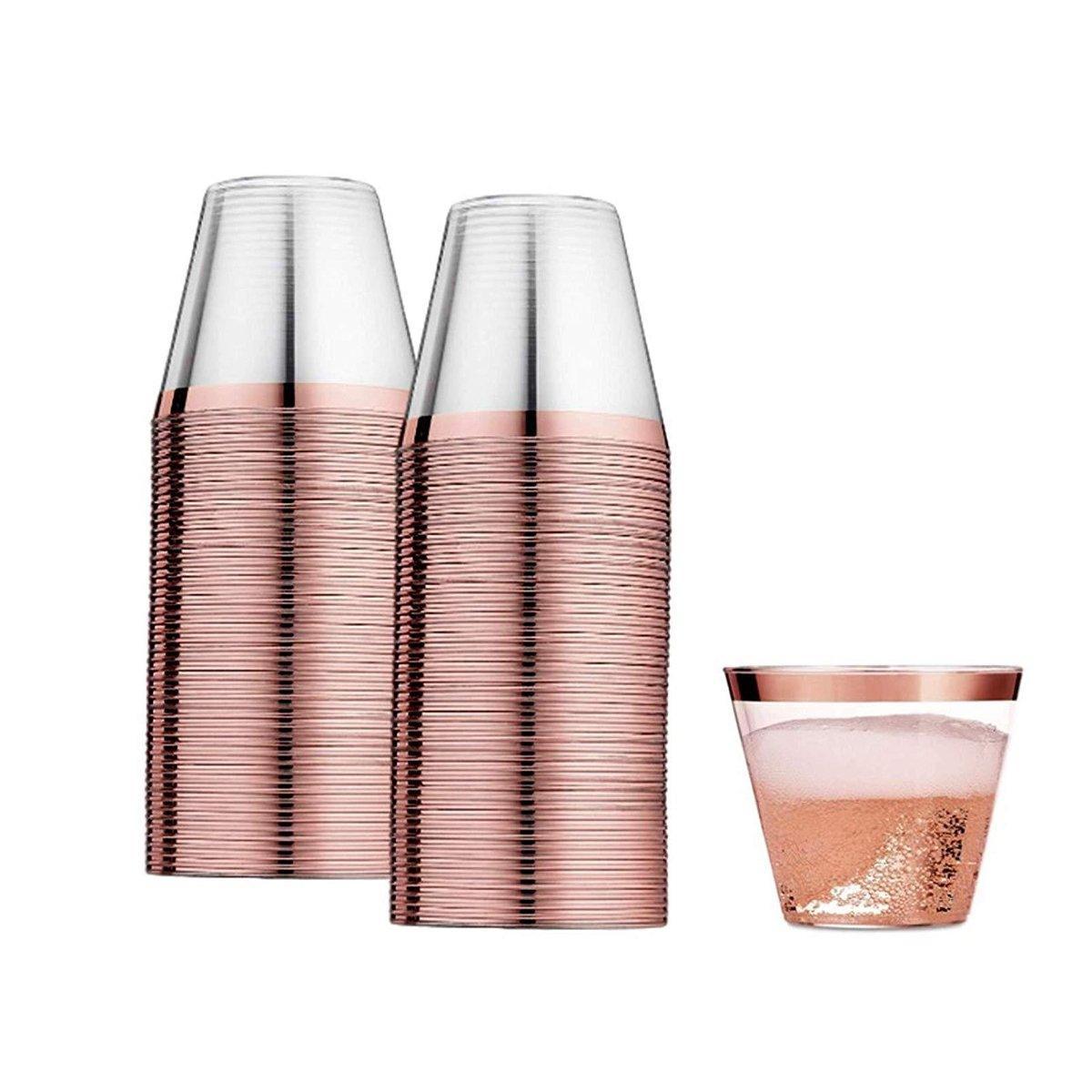 100pcs 9OZ Hot Gold Silver Plastic Wine Cup Western Food Cup Ice Cream - Gold