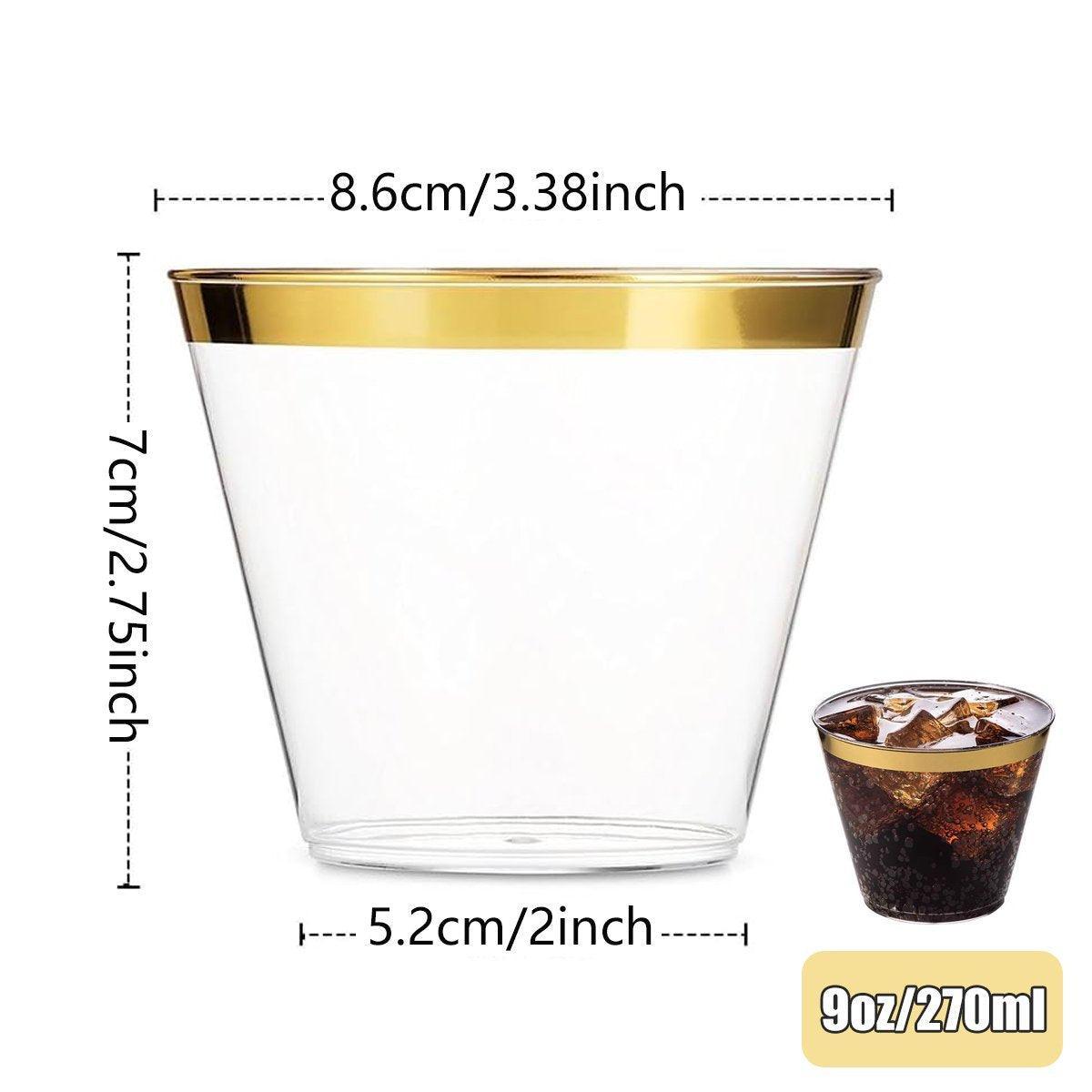 100pcs 9OZ Hot Gold Silver Plastic Wine Cup Western Food Cup Ice Cream - Rose Gold