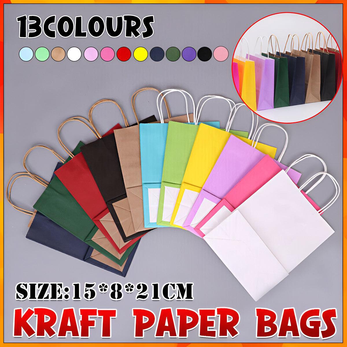 20pcs Small Kraft Paper Gift Bags with Handles for Shopping Party Favour - Dark Purple