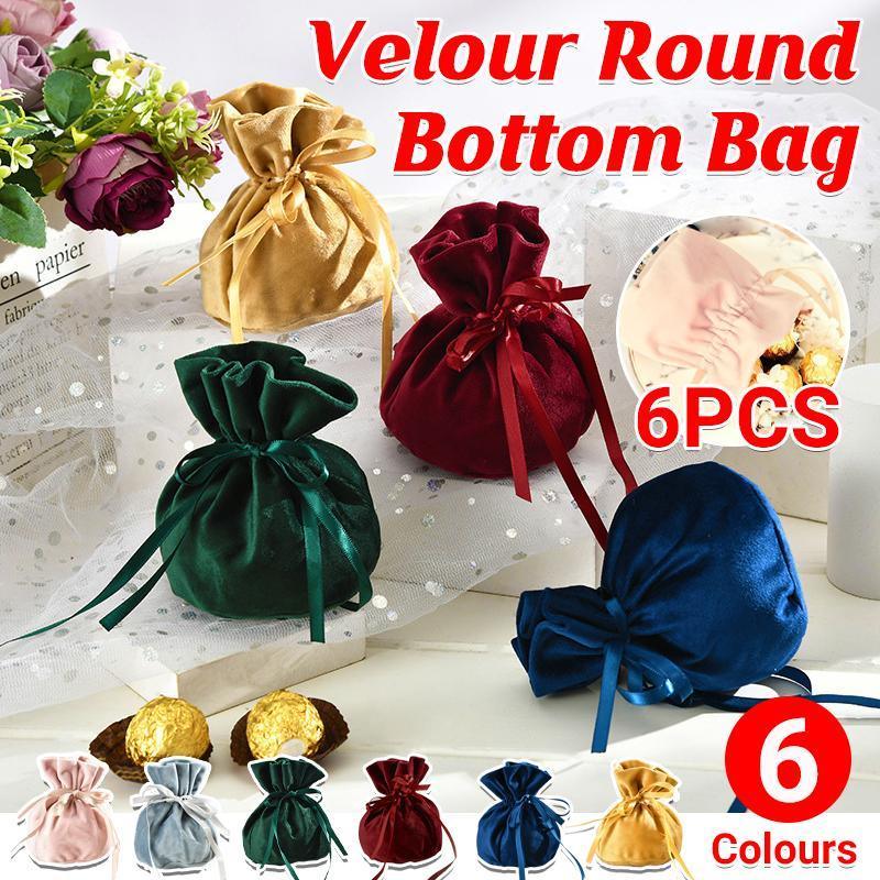 6PCS Velvet Cloth Drawstring Bags Gift Bag Jewelry Ring Pouch Earring Favor - Dark Blue-6PCS