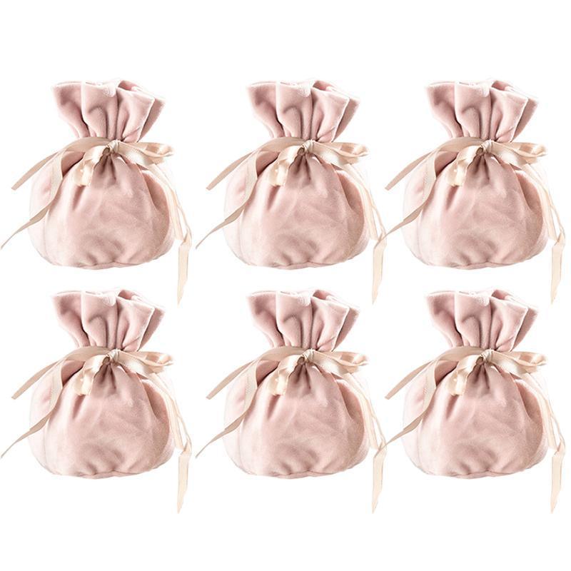 6PCS Velvet Cloth Drawstring Bags Gift Bag Jewelry Ring Pouch Earring Favor - Dark Blue-6PCS