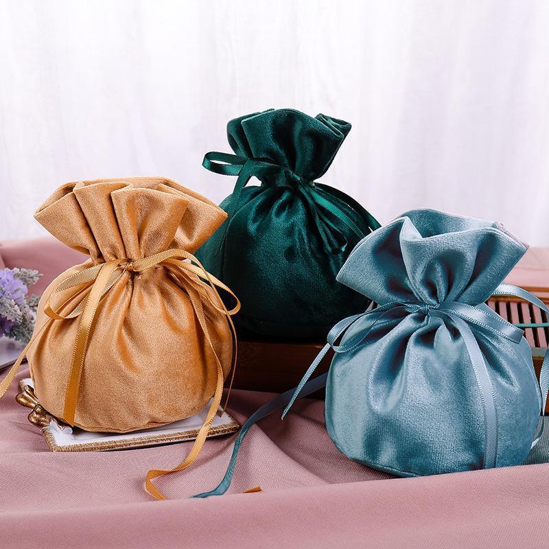 6PCS Velvet Cloth Drawstring Bags Gift Bag Jewelry Ring Pouch Earring Favor - Pink-6PCS