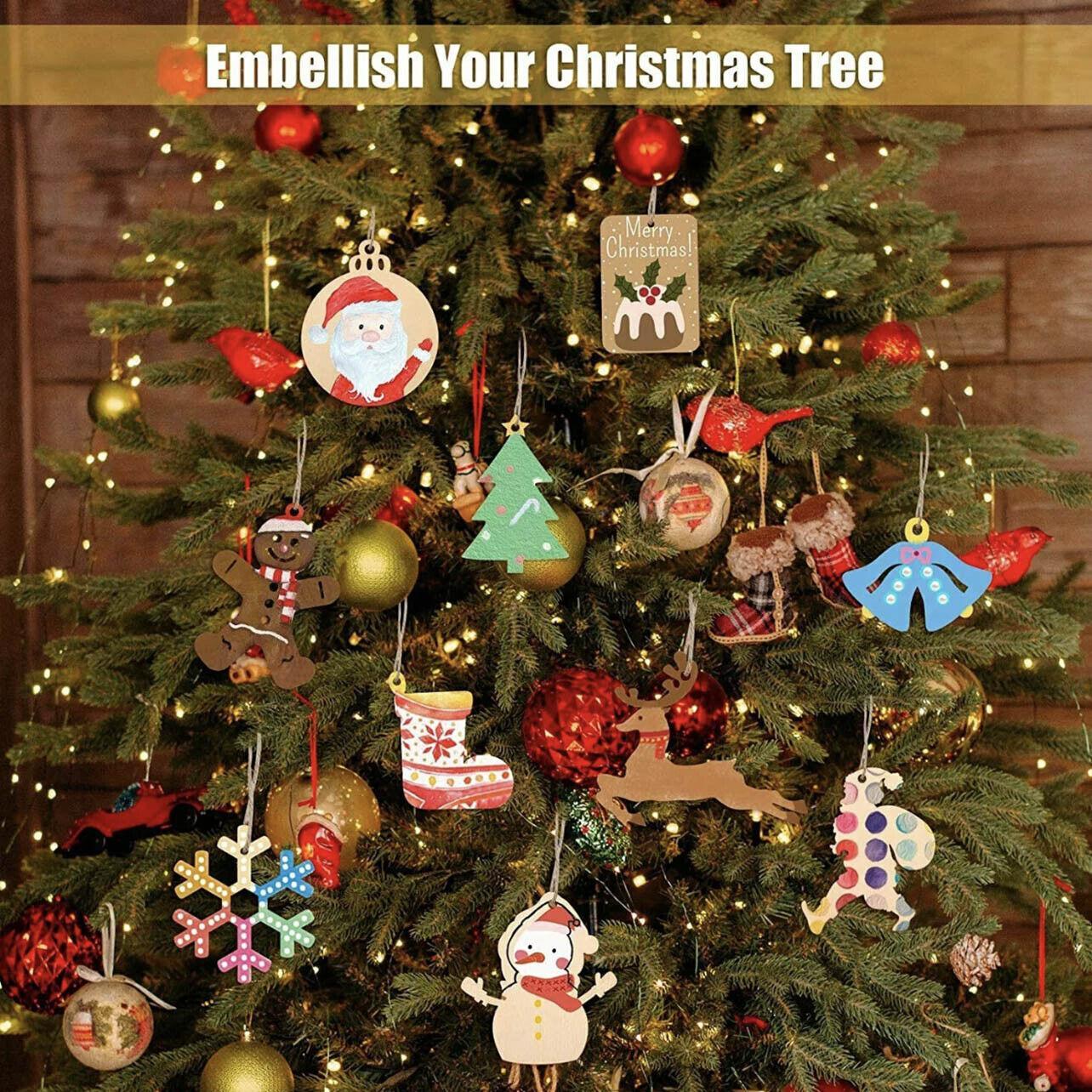 Wooden Christmas Hanging Ornament for Tree DIY Craft Decoration 10pcs - Angel