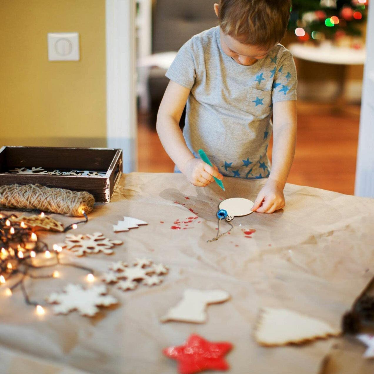 Wooden Christmas Hanging Ornament for Tree DIY Craft Decoration 10pcs - Angel