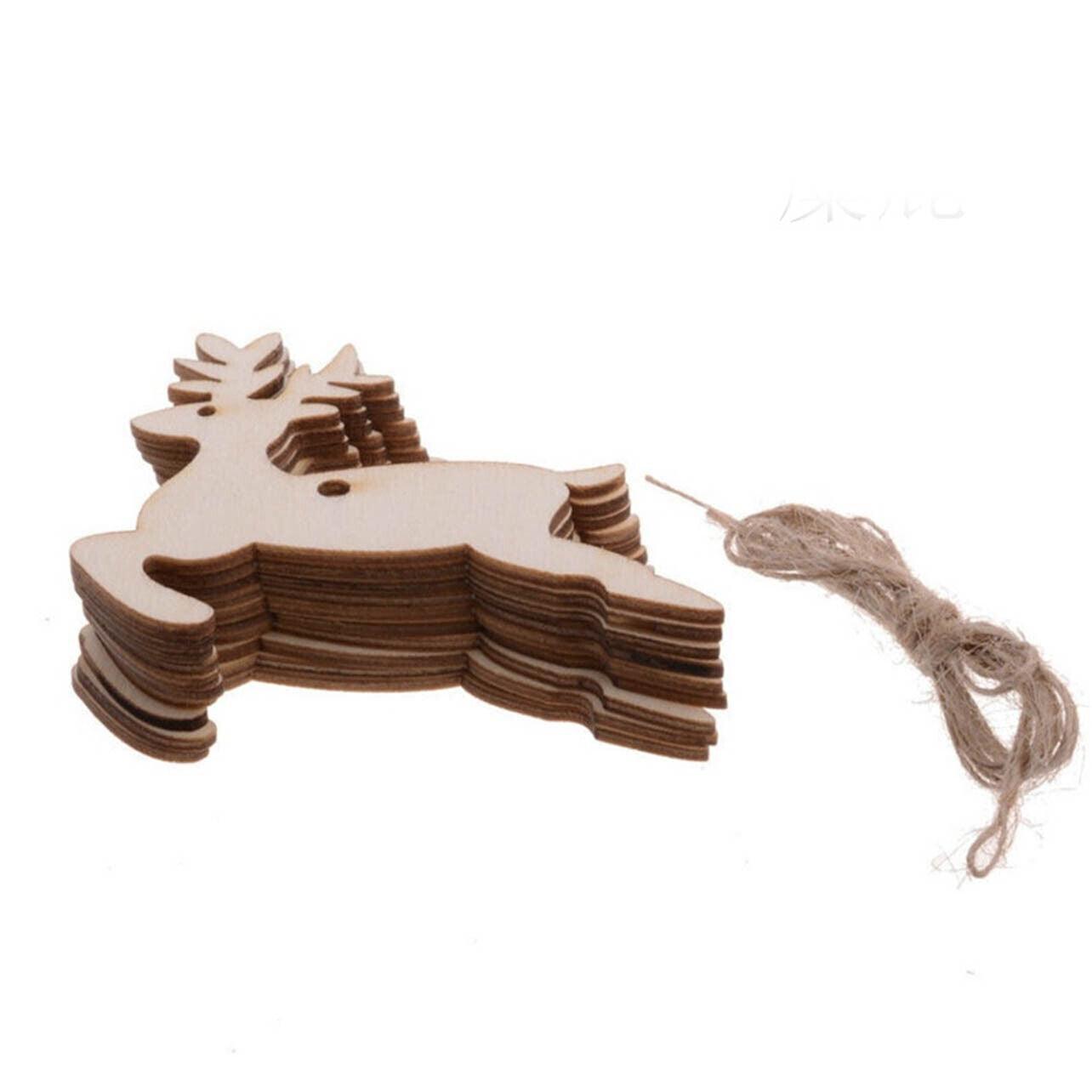 Wooden Christmas Hanging Ornament for Tree DIY Craft Decoration 10pcs - Bell