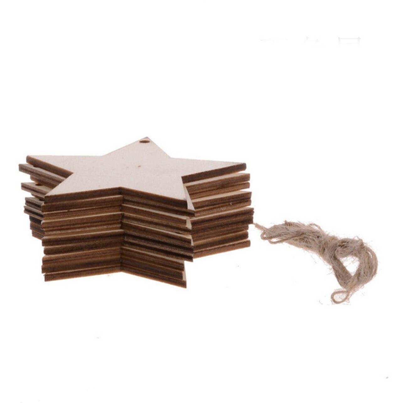 Wooden Christmas Hanging Ornament for Tree DIY Craft Decoration 10pcs - Heart