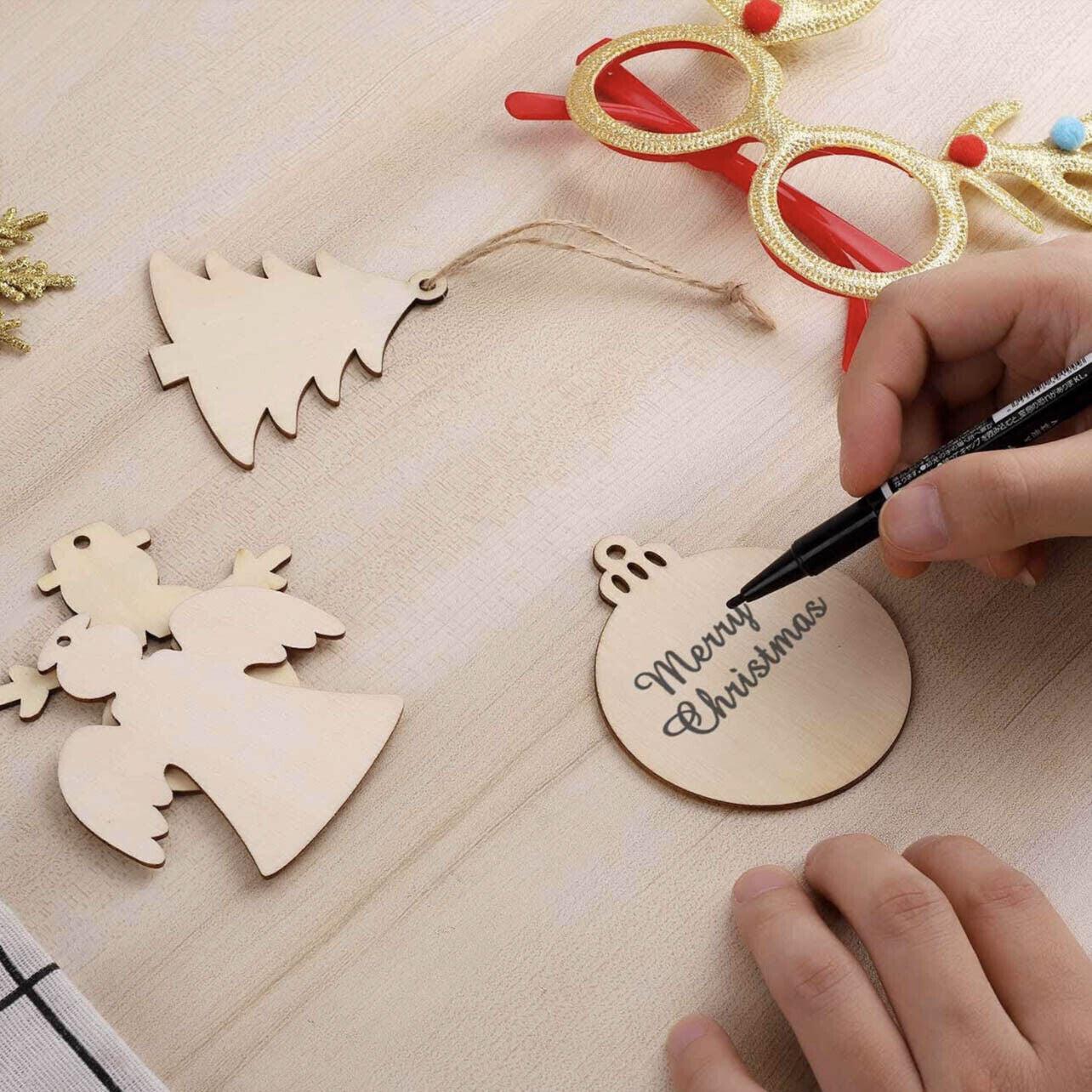 Wooden Christmas Hanging Ornament for Tree DIY Craft Decoration 10pcs - Star