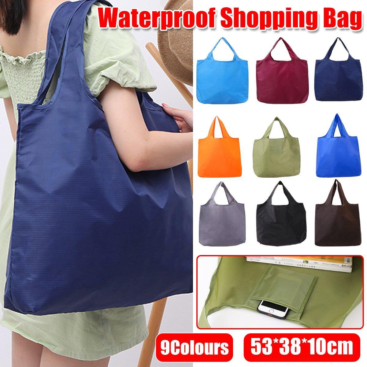Large Multi Colour Waterproof Shopping Bag Foldable Portable Reusable Bag - Grey