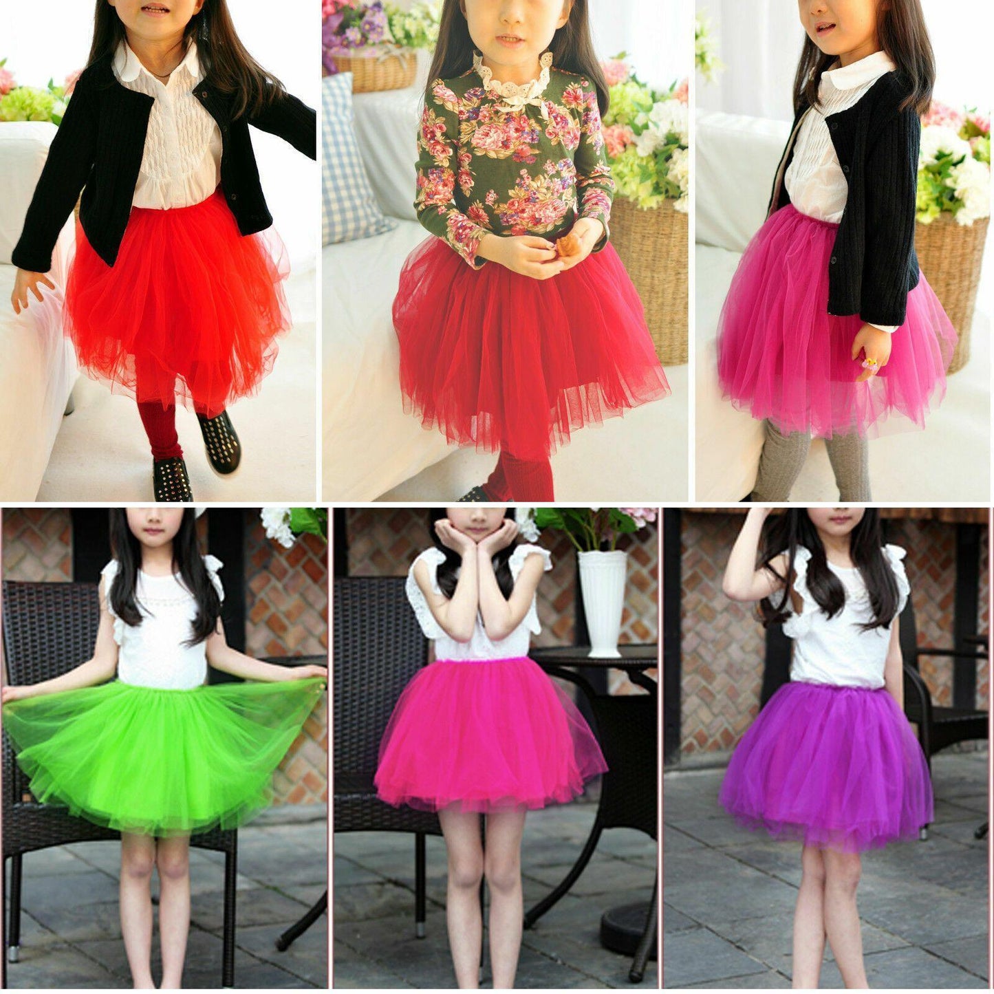 Girls Tutu Skirt Princess Dressup Party Costume Ballet Dancewear - Fruit Green