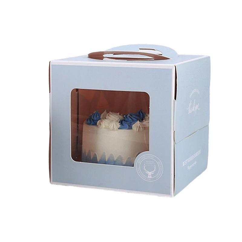 30PCS Grey Portable Cake Boxes Display Window Packing Case with Handle Birthday - 8 inch