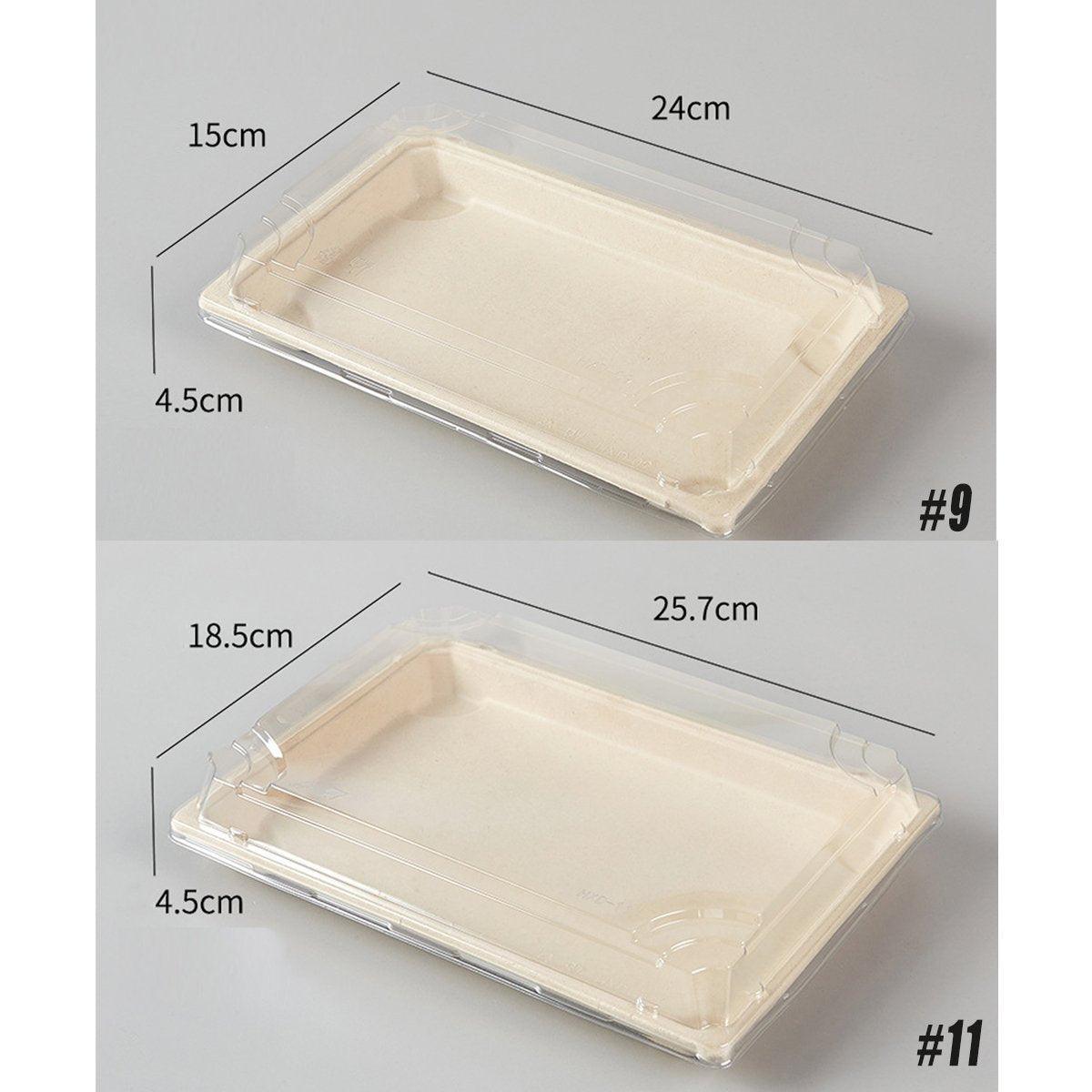 50pcs Eco-Friendly Sushi Box Rectangular Biodegradable Lunch Packaging Plate - 21.8 cm x 9.1 cm x 4.5 cm
