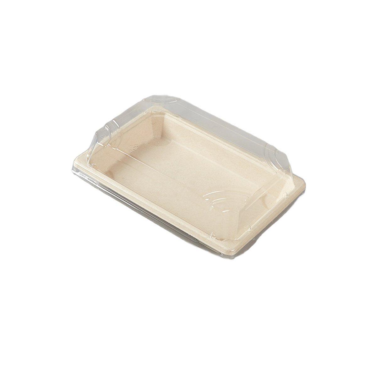 50pcs Eco-Friendly Sushi Box Rectangular Biodegradable Lunch Packaging Plate - 21.8 cm x 9.1 cm x 4.5 cm