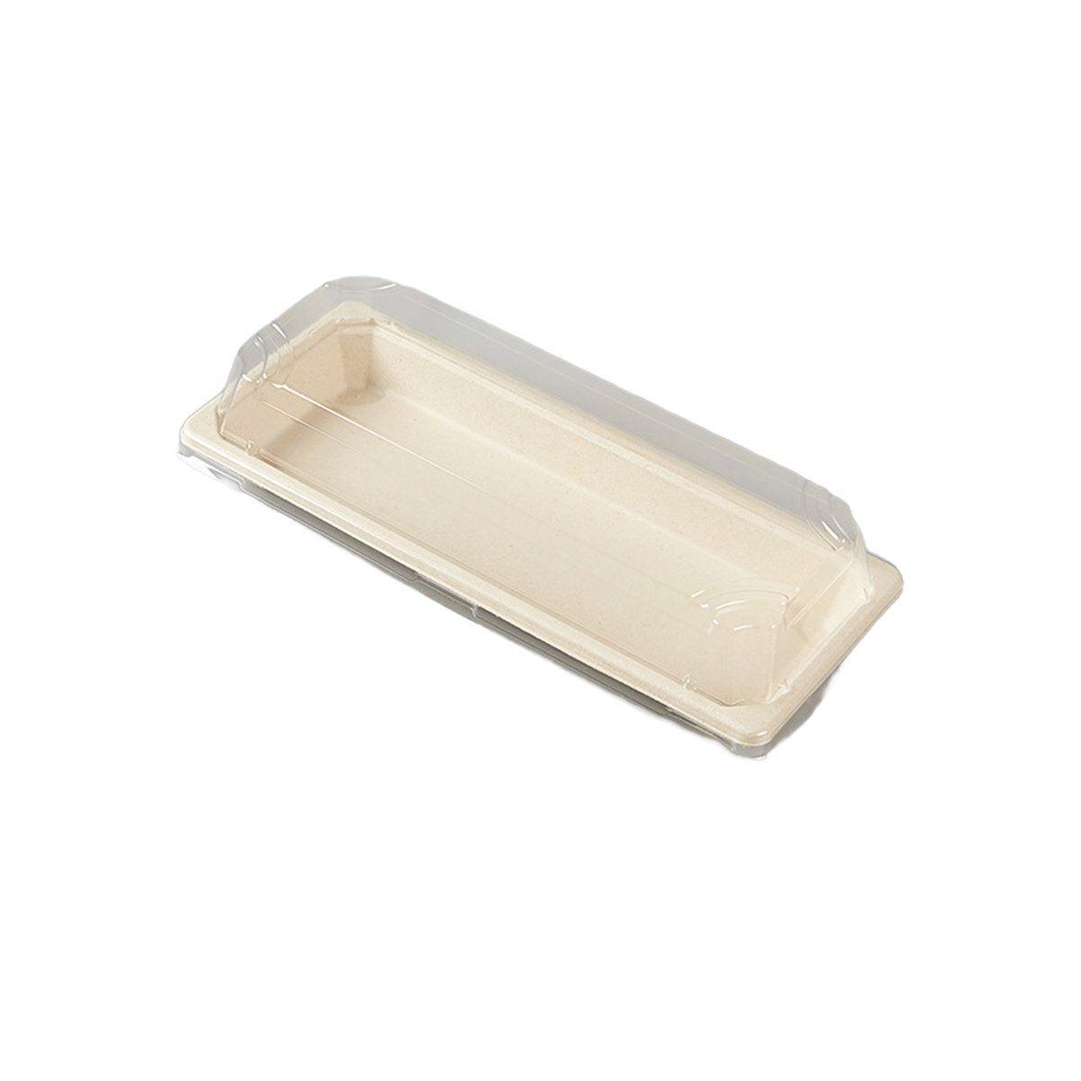 50pcs Eco-Friendly Sushi Box Rectangular Biodegradable Lunch Packaging Plate - 21.8 cm x 9.1 cm x 4.5 cm