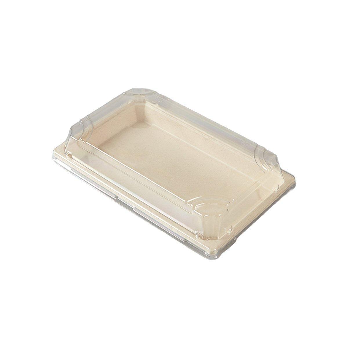 50pcs Eco-Friendly Sushi Box Rectangular Biodegradable Lunch Packaging Plate - 21.8 cm x 9.1 cm x 4.5 cm