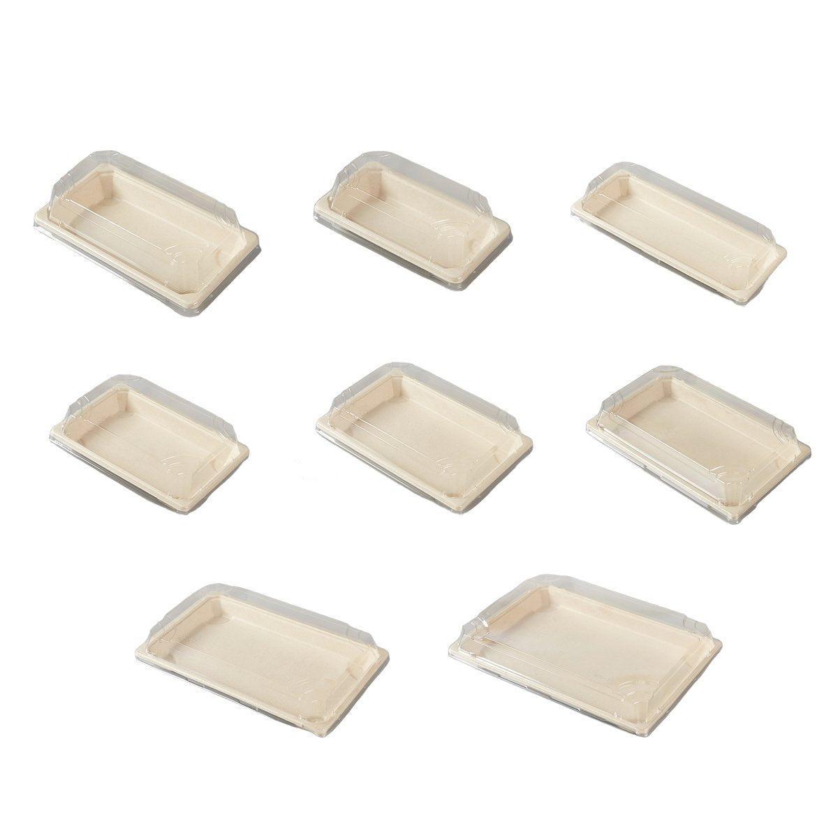50pcs Eco-Friendly Sushi Box Rectangular Biodegradable Lunch Packaging Plate - 16.4 cm x 11.4 cm x 4.5 cm