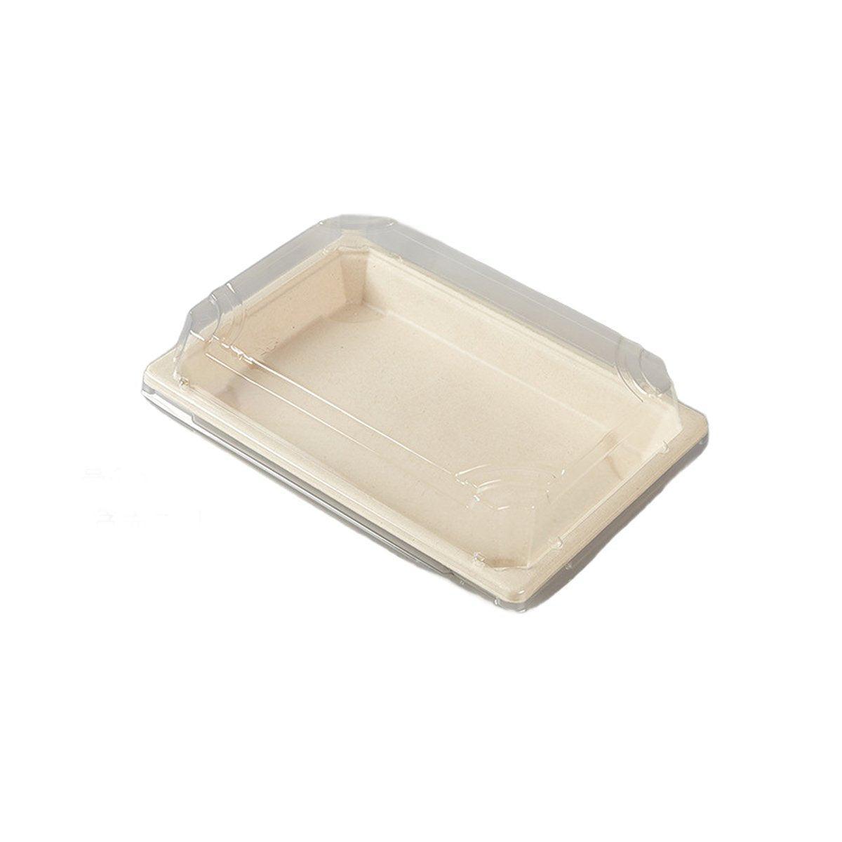 50pcs Eco-Friendly Sushi Box Rectangular Biodegradable Lunch Packaging Plate - 16.4 cm x 11.4 cm x 4.5 cm