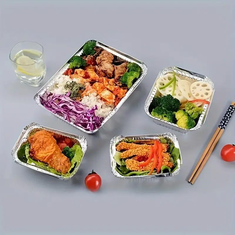 125PCS Disposable Quadrate Tin Foil Pans Oven Grill Safe Non-Stick Baking Trays - 125pcs-410ml