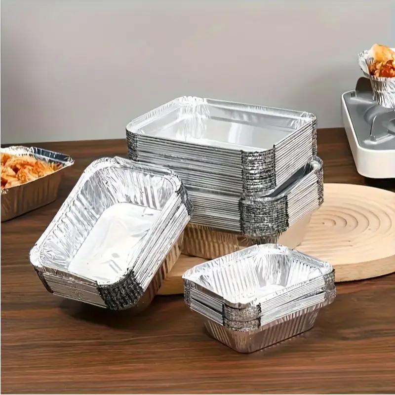 125PCS Disposable Quadrate Tin Foil Pans Oven Grill Safe Non-Stick Baking Trays - 125pcs-700ml