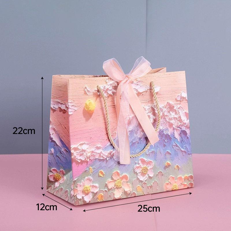 10pcs Oil Painting Gift Paper Bags for Birthday and Holiday Gift Packaging Tote - S