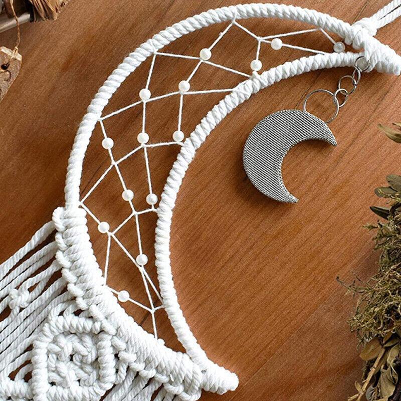 Wall Hanging Tapestry Macrame Moon Dream Catcher Handmade Bedroom Home Decor