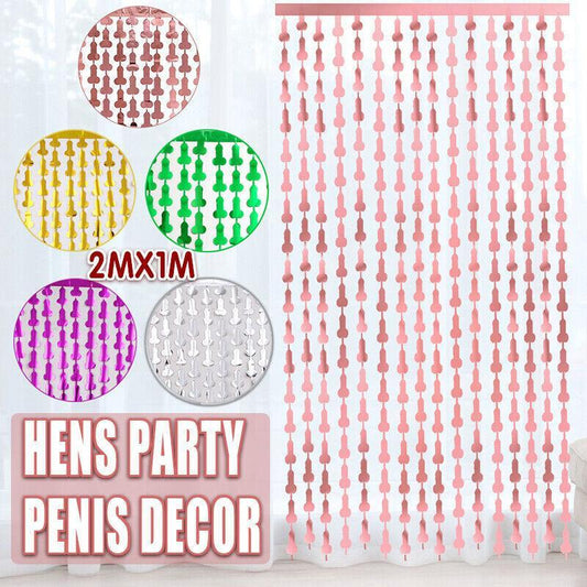 Metallic Tinsel Curtain 2m x 1m Hens Party Backdrop Foil Fringe Hanging Decor - Green