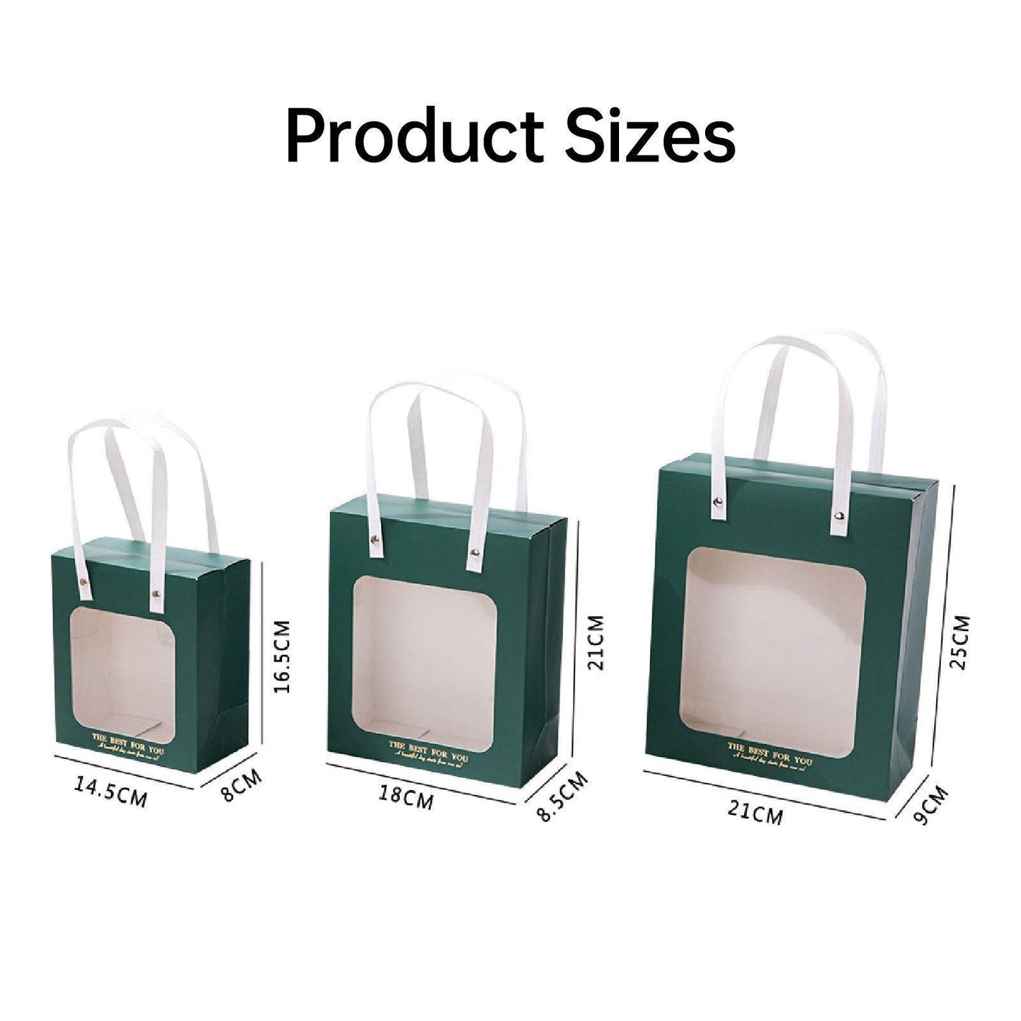 20pcs Translucent Gift Bags Packaging Tote Birthday Party Favors Candy Bags - Green-S Size