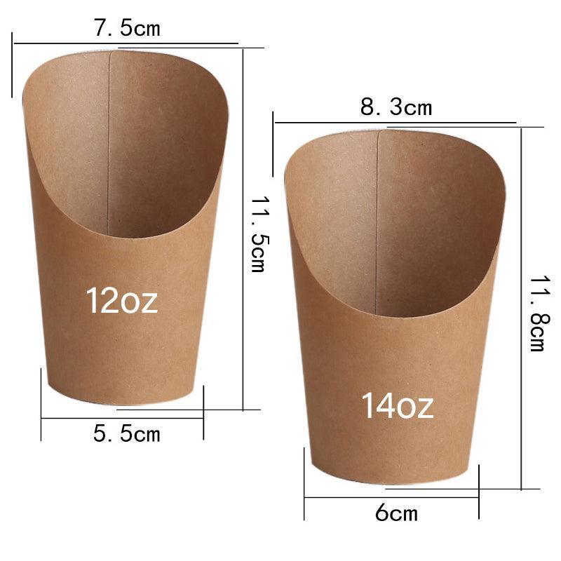 French Fries Holder Kraft Paper Cups Holder Disposable Paper Cups - 14OZ