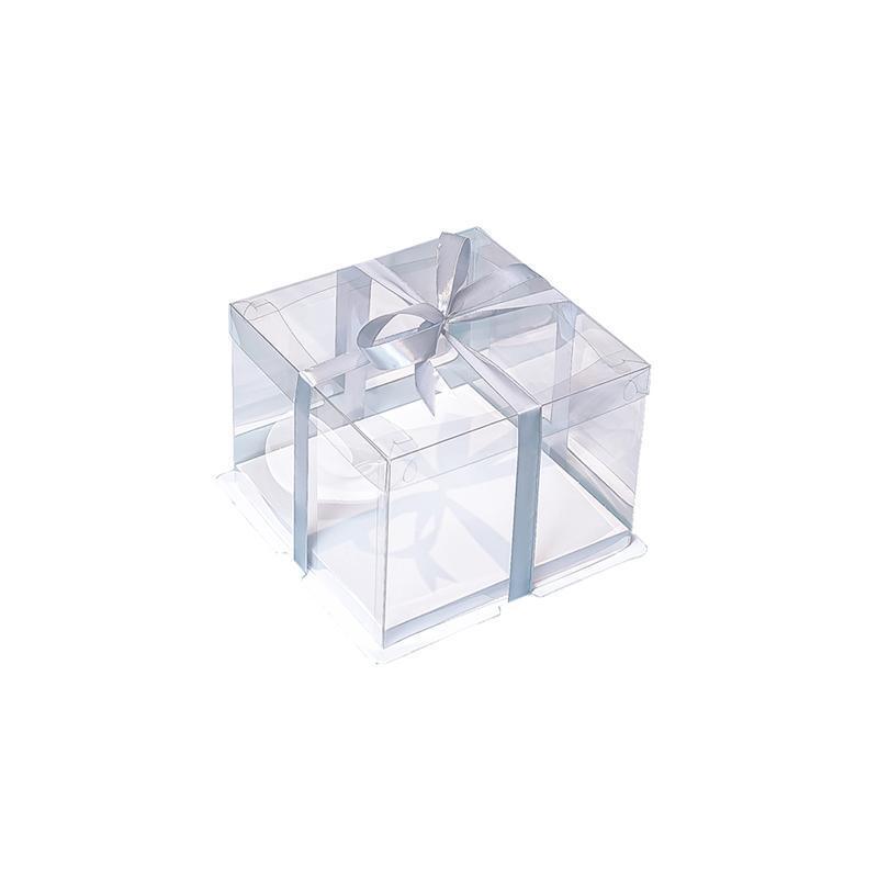 20 PCS Clear Treat Box Box Portable Cake Display Transparent Birthday Cake - 6 INCH(without ribbon)-Single