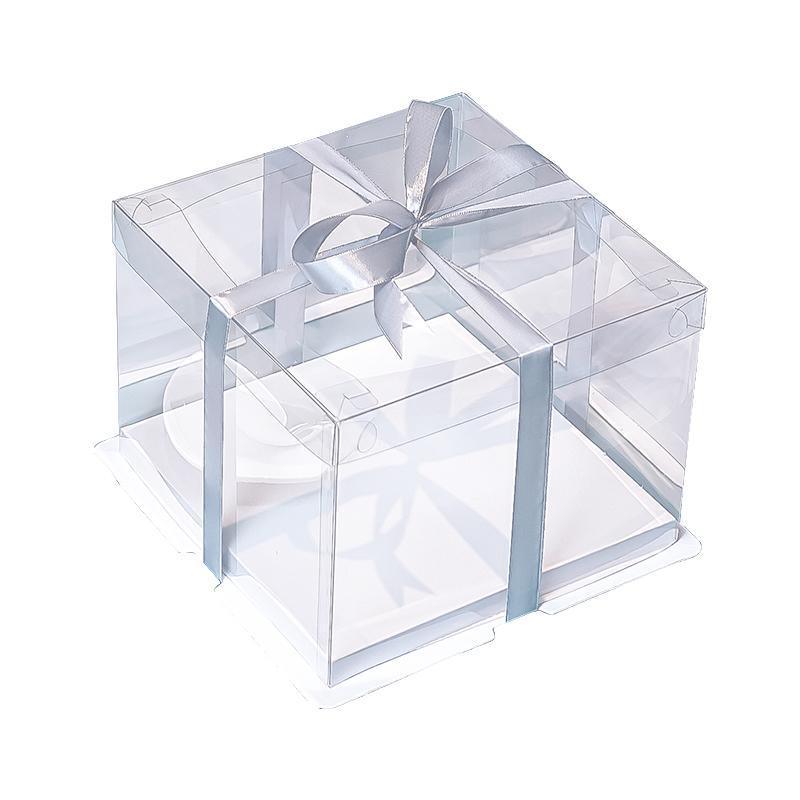 20 PCS Clear Treat Box Box Portable Cake Display Transparent Birthday Cake - 6 INCH(without ribbon)-Single