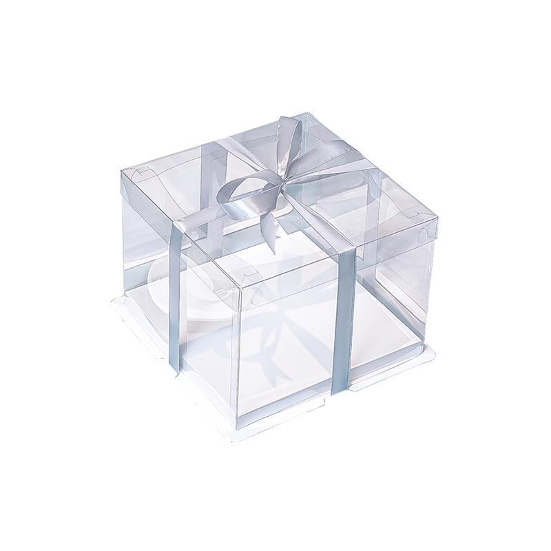 20 PCS Clear Treat Box Box Portable Cake Display Transparent Birthday Cake - 6 INCH(without ribbon)-Double