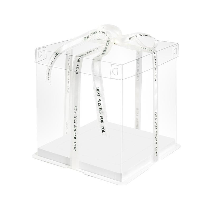 20 PCS Clear Treat Box Box Portable Cake Display Transparent Birthday Cake - 6 INCH(without ribbon)-Double