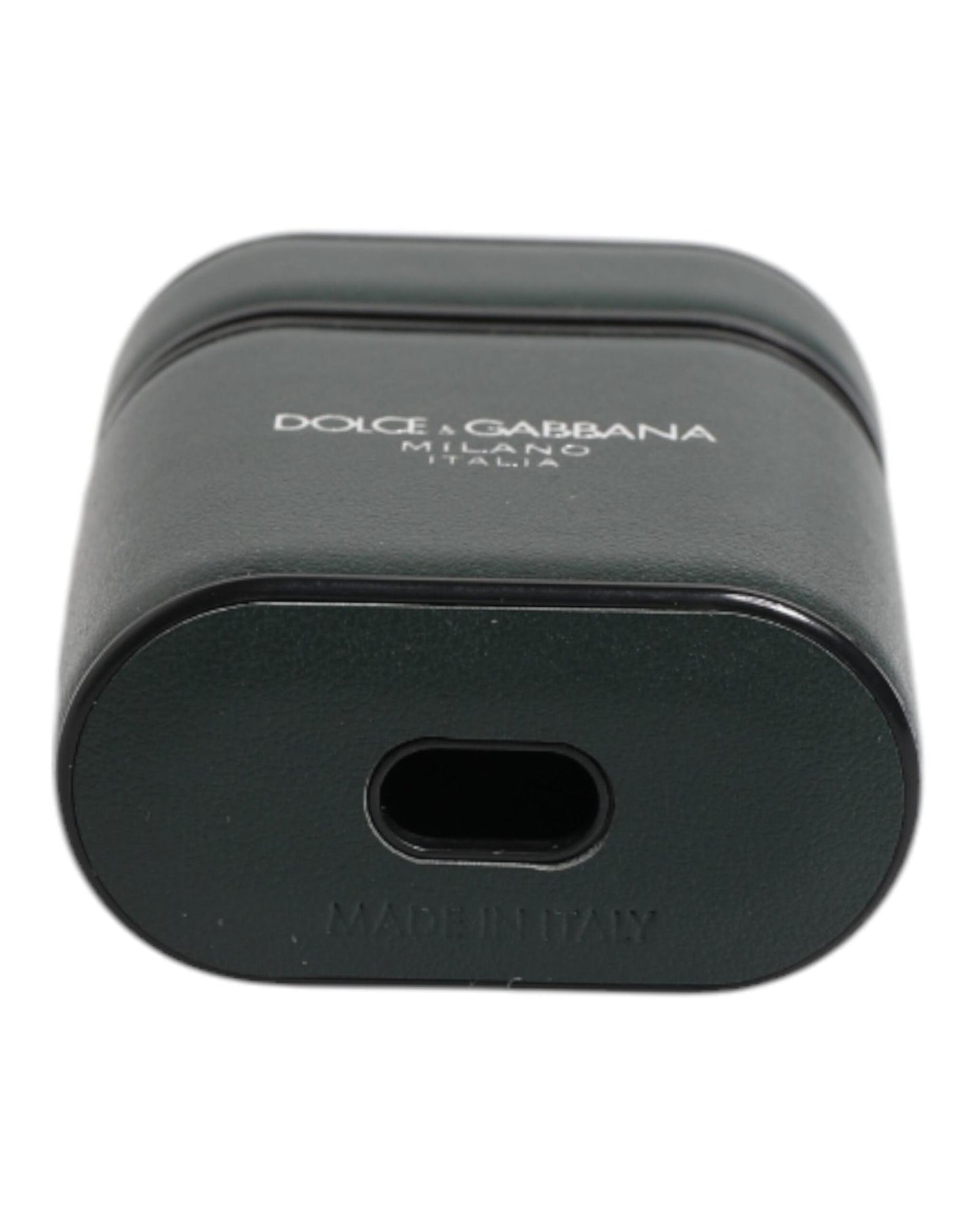 Dolce & Gabbana Men's Black Calfskin Leather Logo Print Flip Holder Airpods Case - One Size