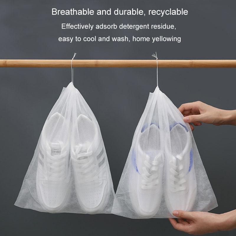 50 Pcs Thickened Non Woven Shoe Storage Bag Portable & Sunscreen - 50Pcs /Pack 32X38Cm Middle