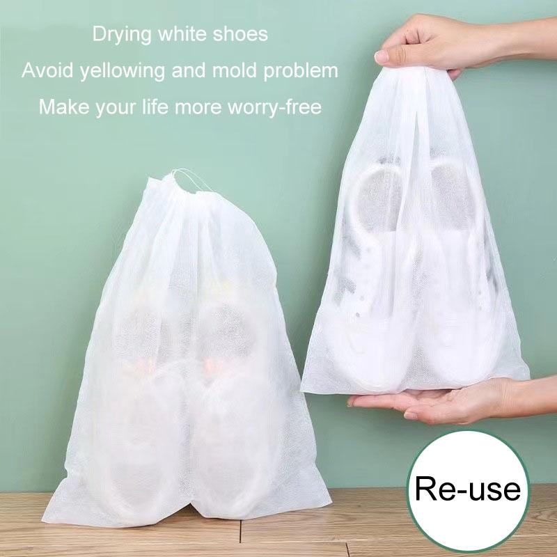 50 Pcs Thickened Non Woven Shoe Storage Bag Portable & Sunscreen - 50Pcs /Pack 32X38Cm Middle