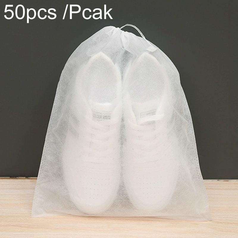50 Pcs Thickened Non Woven Shoe Storage Bag Portable & Sunscreen - 50Pcs /Pack 32X38Cm Middle