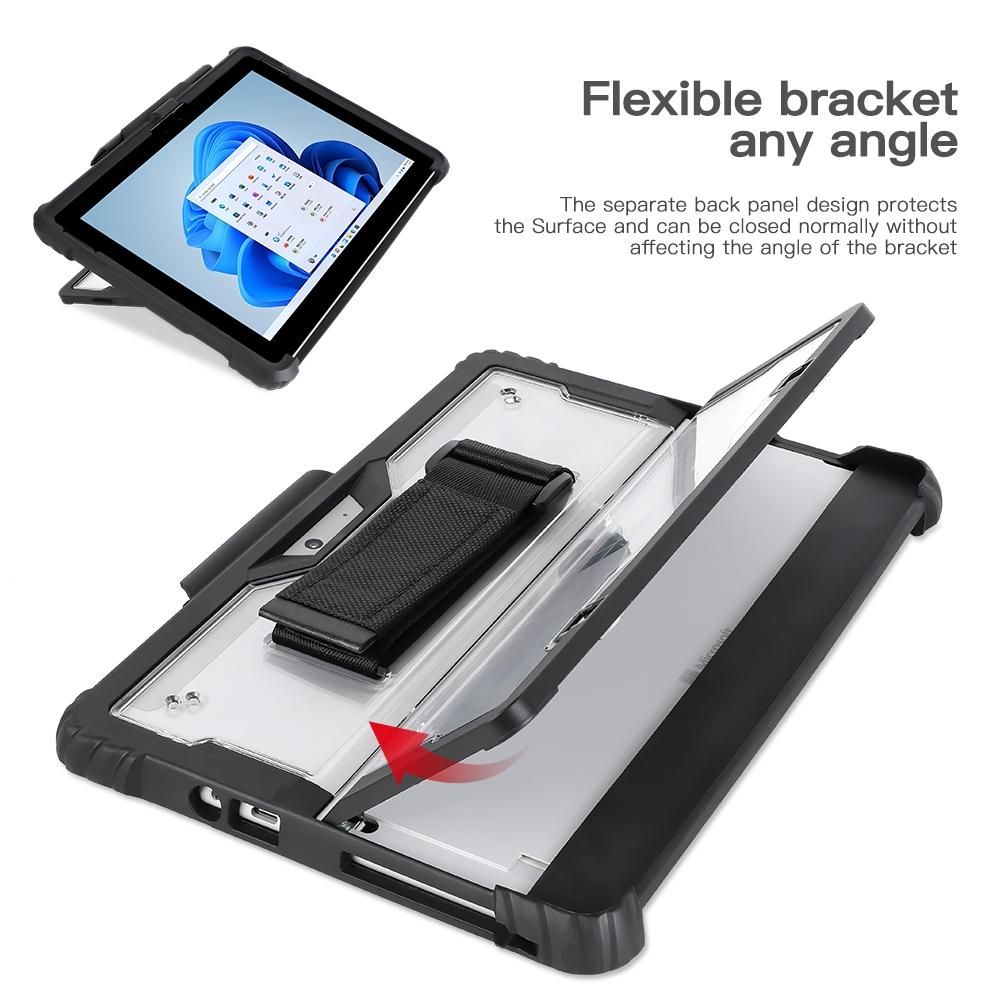 Acrylic Transparent Laptop Case with Hand Shoulder Strap for Microsoft Surface Go 1 / 2 / 3