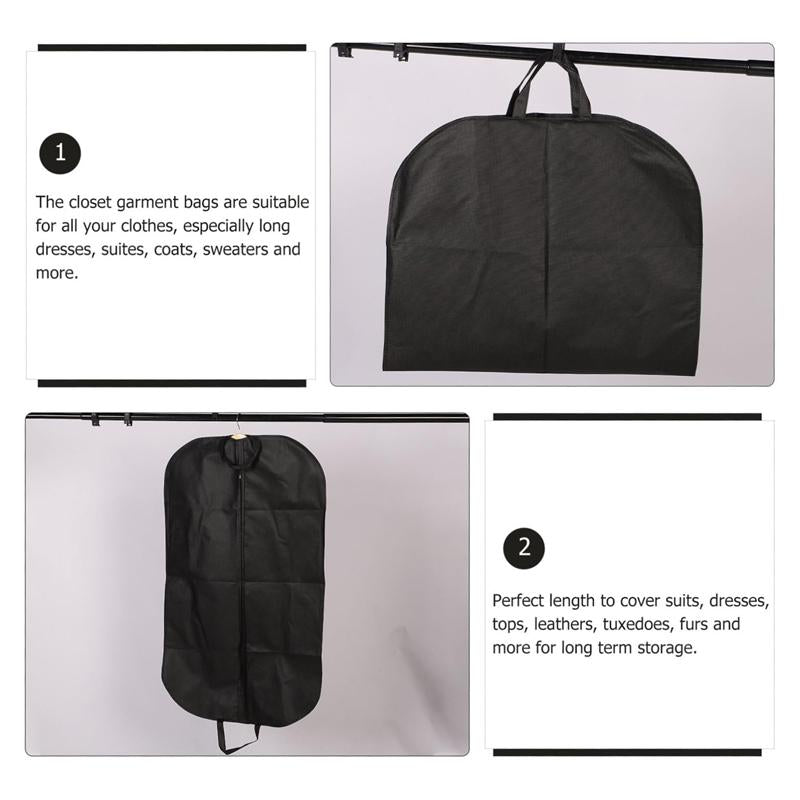Black Non Woven Coat Suit Dust Bag 60X100Cm - Black 60X120Cm