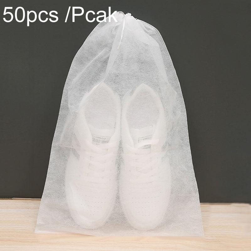 50 Pcs Thickened Non Woven Shoe Storage Bag Portable & Sunscreen - 50Pcs /Pack 32X48Cm Large