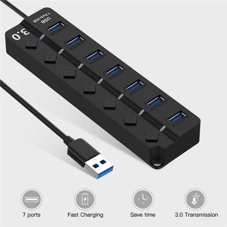 7-Port Usb 3.0 Hub With Switch For Pc / Laptop