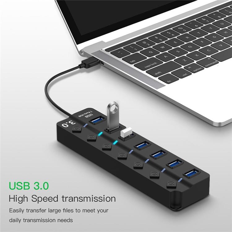 7-Port Usb 3.0 Hub With Switch For Pc / Laptop