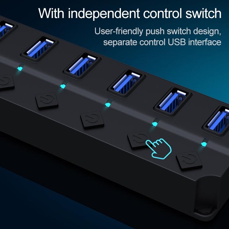 7-Port Usb 3.0 Hub With Switch For Pc / Laptop