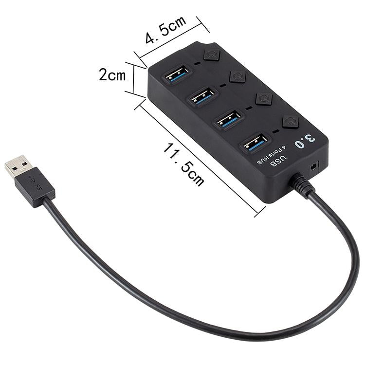 4-Port Usb 3.0 Hub With Switch For Pc / Laptop