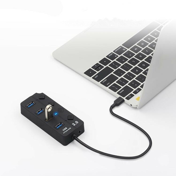 4-Port Usb 3.0 Hub With Switch For Pc / Laptop
