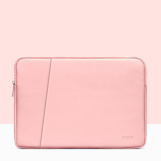 Double-Layer Leather Laptop Bag - 15 / 15.6 Inch - Pink