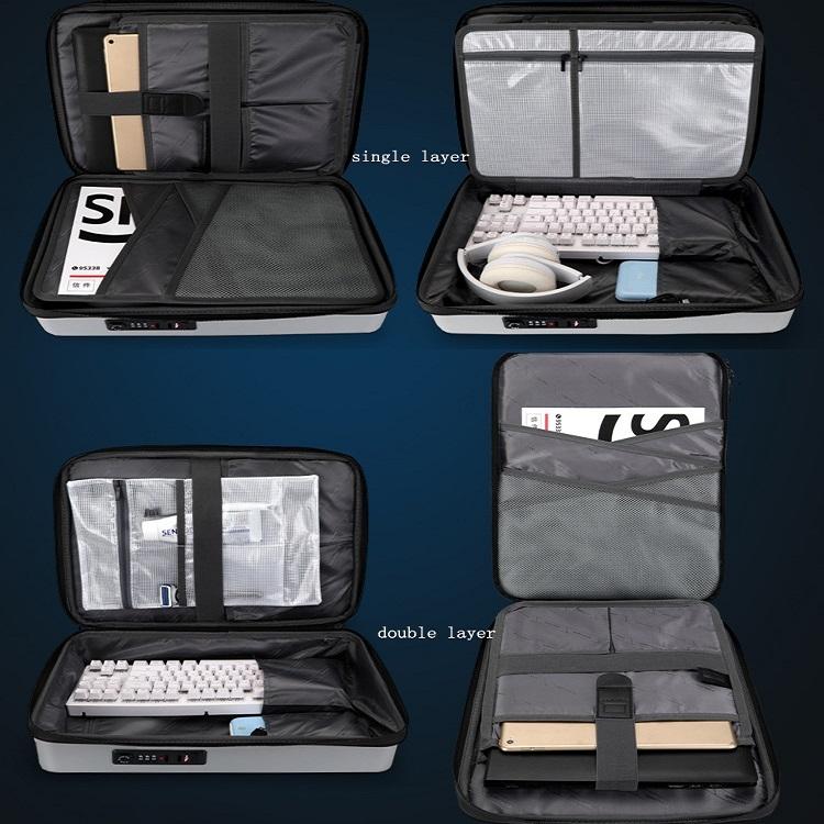 Men Gaming Backpack - Double-layer Hard Shell - Silver