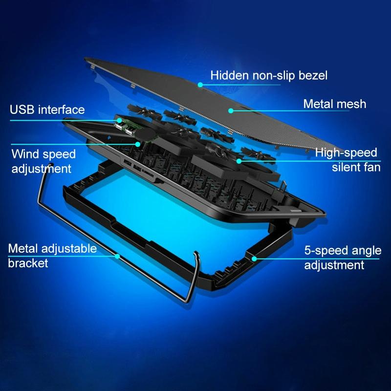 Silent Six-fan Cooling Base for Notebook Computers - Heat Sink