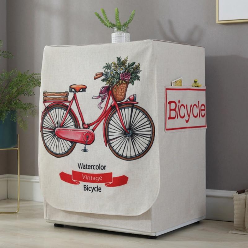 Cartoon Cotton Linen Drum Roller Washing Machine Dust Cover - 83x60x60cm Size - Hello Rabbit