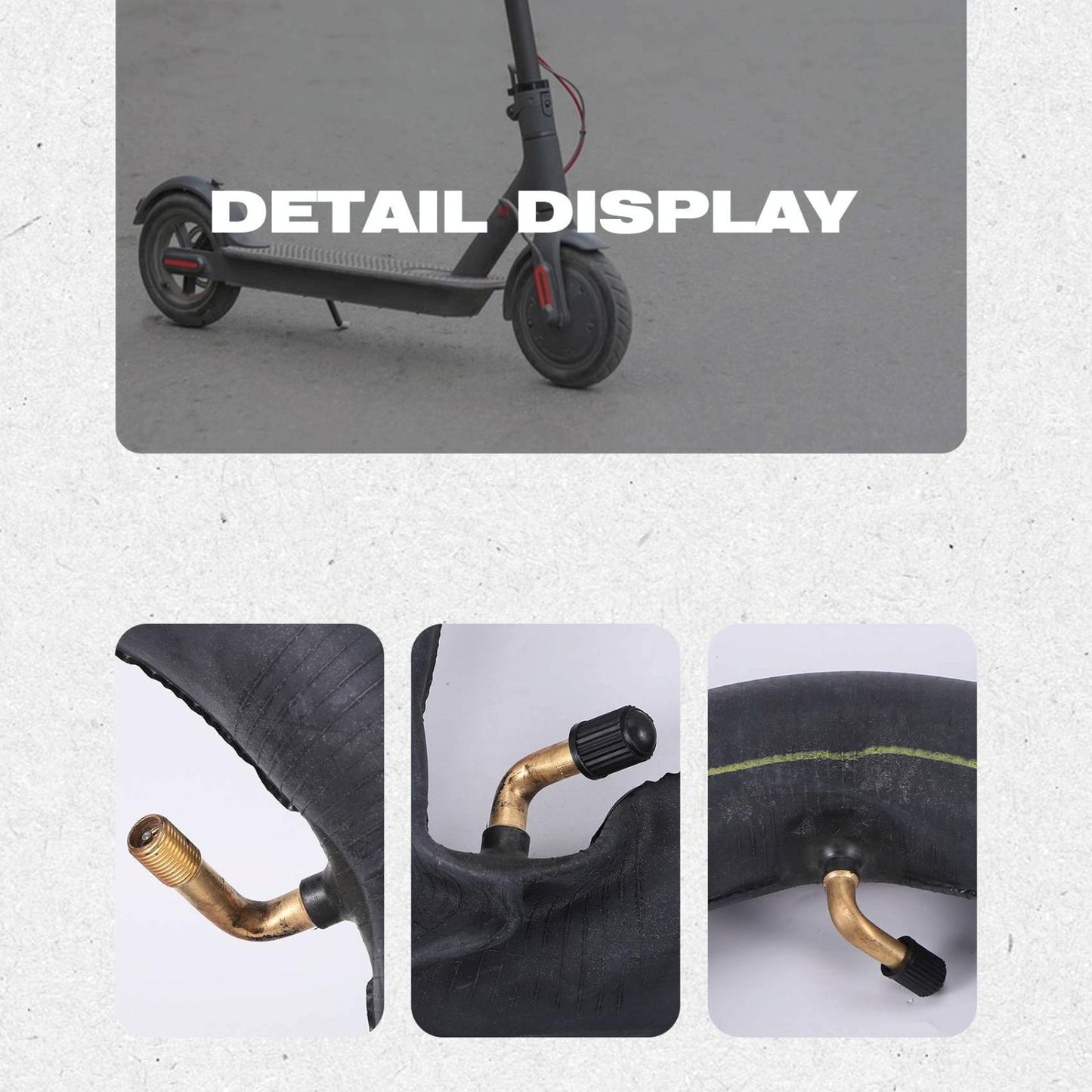 Electric Scooter Inner Tube - 10x2.5 / 2.75 45 Degree Valve Thickened Yellow Stripes