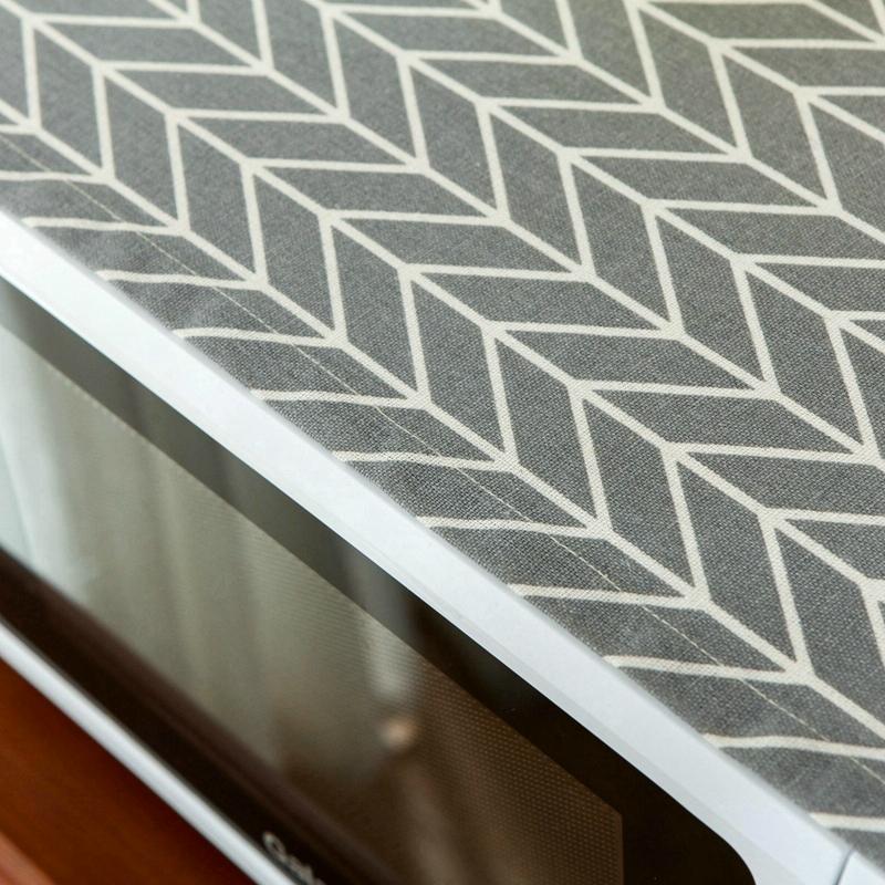 Universal Cotton Linen Microwave Dust Cover - Gray Arrow